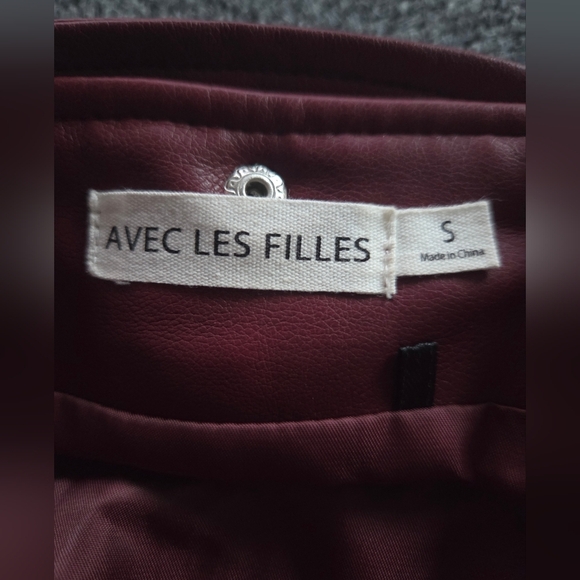Avec Les Filles Maroon Zipper Mini Skirt Small - Picture 6 of 7